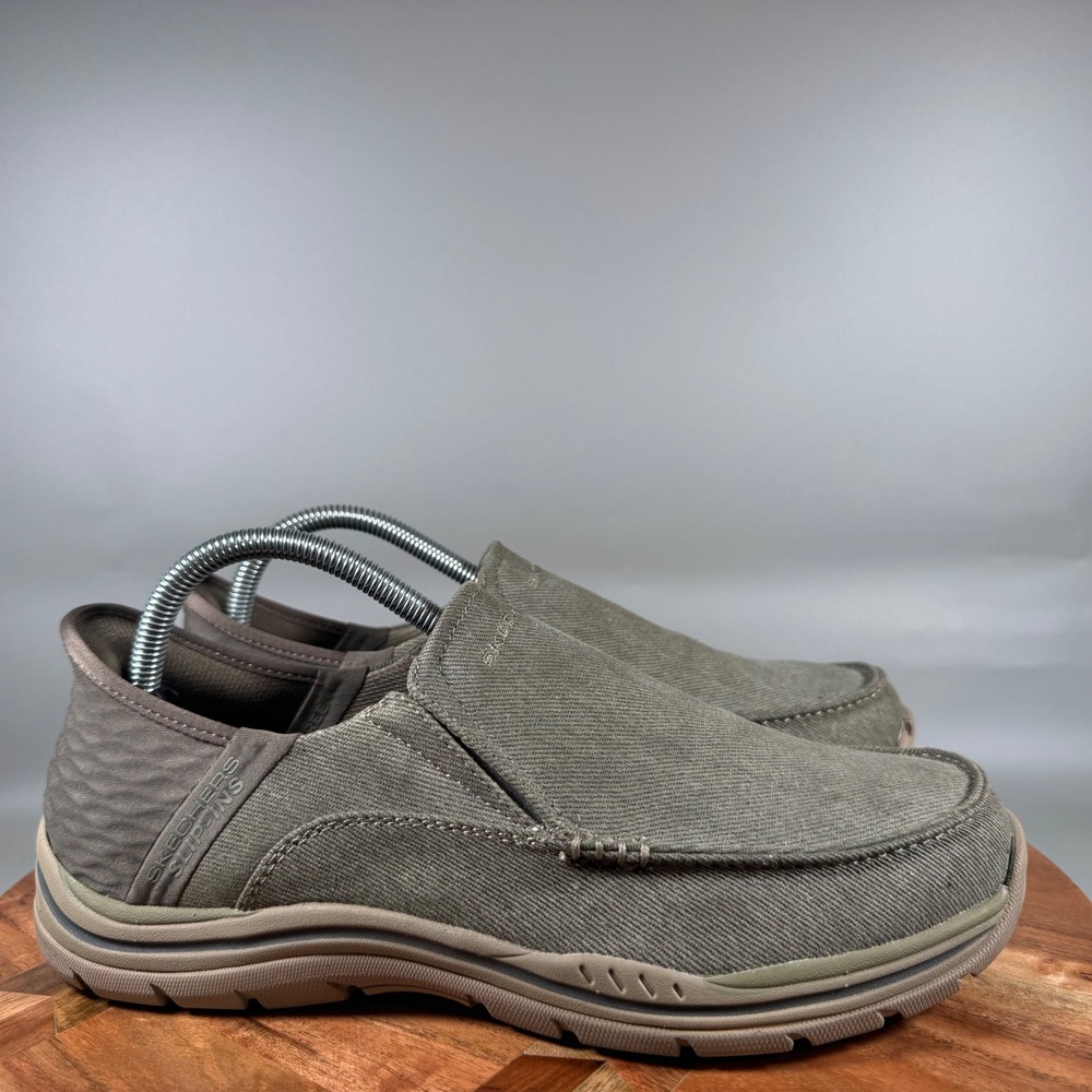 Skechers‎ Slip-ins Relaxed Fit Parson Oswin Khaki Canvas Loafers Mens 7 Wide